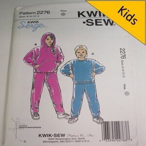 Kwik Sew 2276 child jogging suit top/bottom shirt / pants 8-14 UNCUT